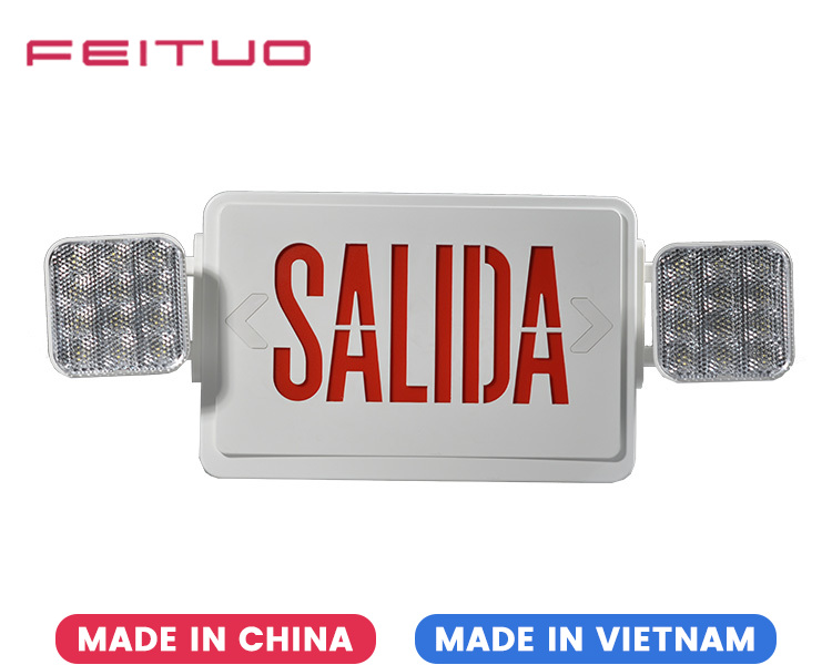 JLEC2RW-SA أحمر LED كومبو للطوارئ Salida Sign